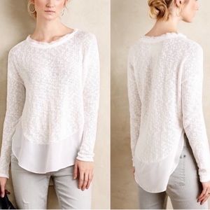 Deletta Anthropologie Elevated Basic Nuby White Knit Longline Slit Tunic Top Xs